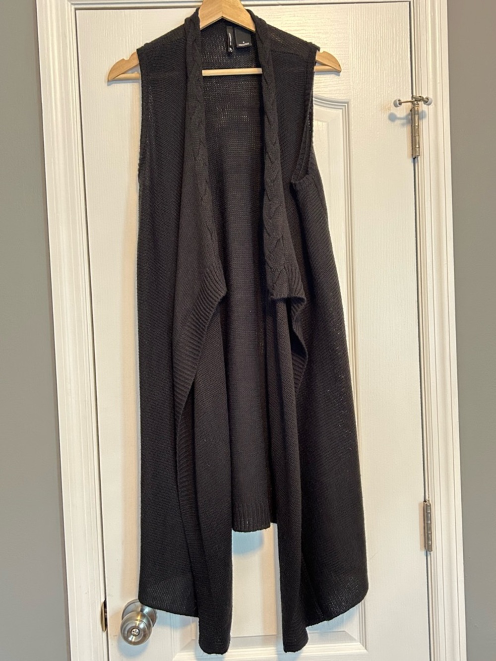 New Directions Black Open-Front Knit Vest